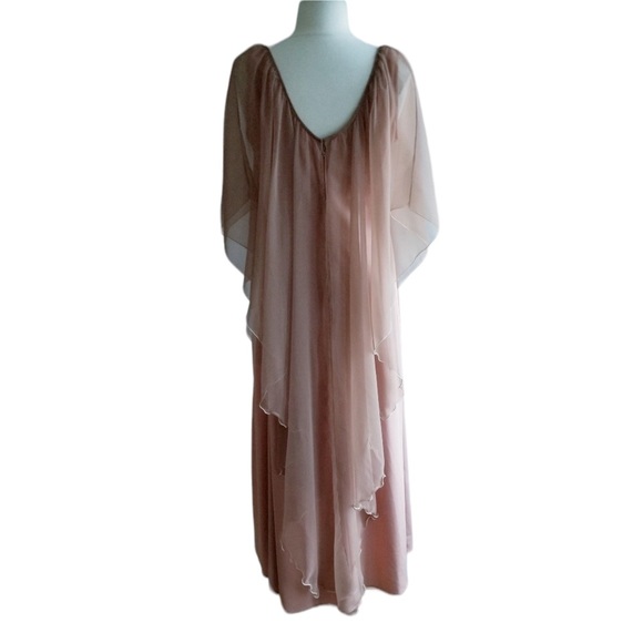 1970s Changes Dark Tan Poly Tank Dress w/Chiffon - Picture 5 of 6